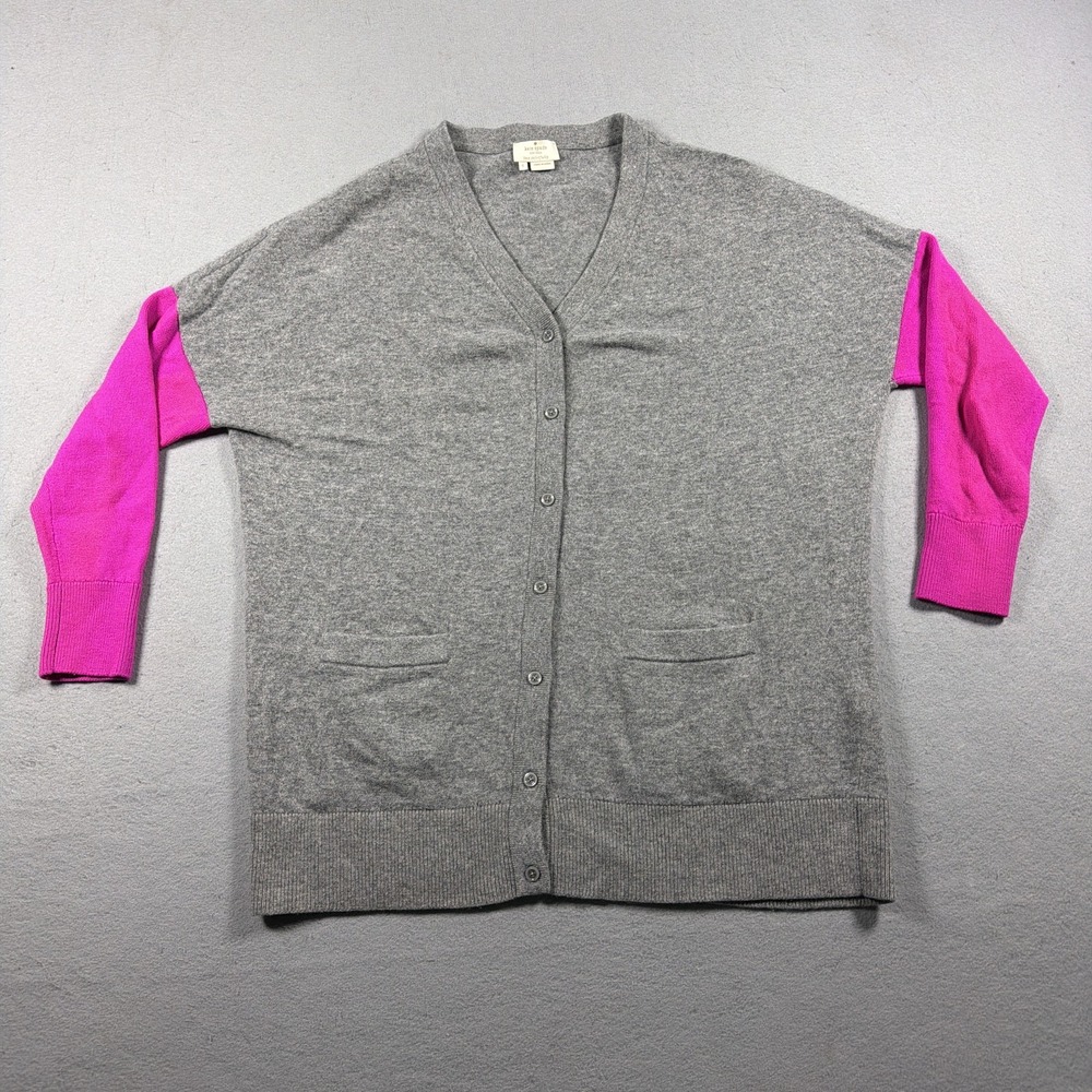 Kate Spade New York Cardigan Sweater Womens Small Gray Pink Wool Button Front